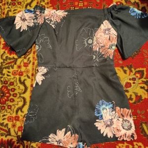 Navy blue floral romper